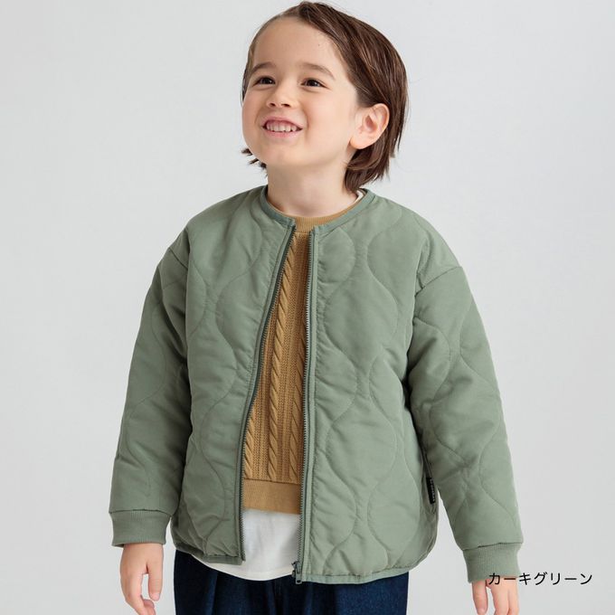 日本 BRANSHES - 簡約波浪絎縫無領休閒外套-格紋-灰白