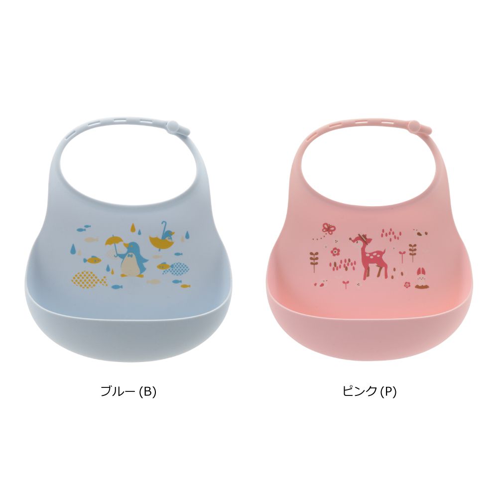 日本 Richell 利其爾 - 萌答答矽膠防水圍兜-矽膠防水-藍