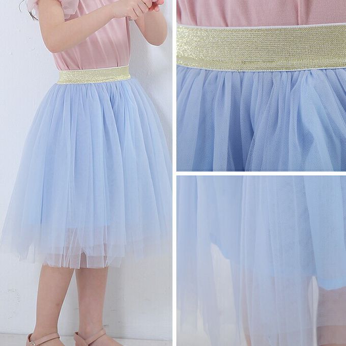 日本 Maison de Ravi - 唯美薄紗及膝澎澎裙-寶貝藍