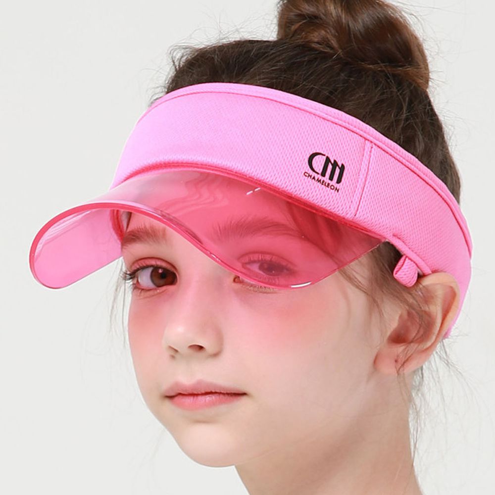 韓國 CHAMELEON - UPF50+防曬板鴨舌帽(含遮脖巾)-粉紅