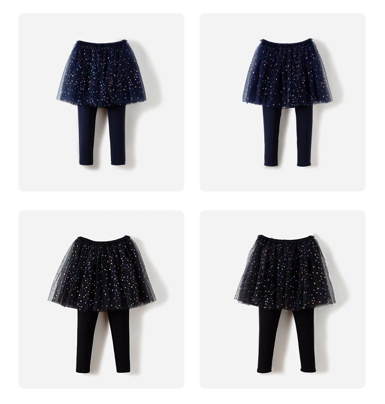 網紗休閒褲裙-星星亮片款-黑色