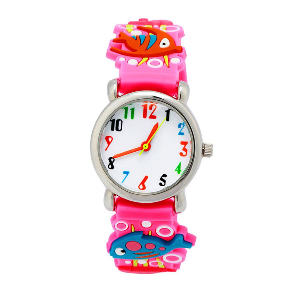 3D立體卡通兒童手錶-經典小圓錶-粉色小魚