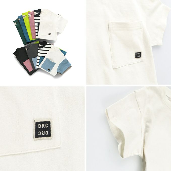 日本 BRANSHES - 純棉簡約大口袋短袖上衣-撞色-黑粉黃