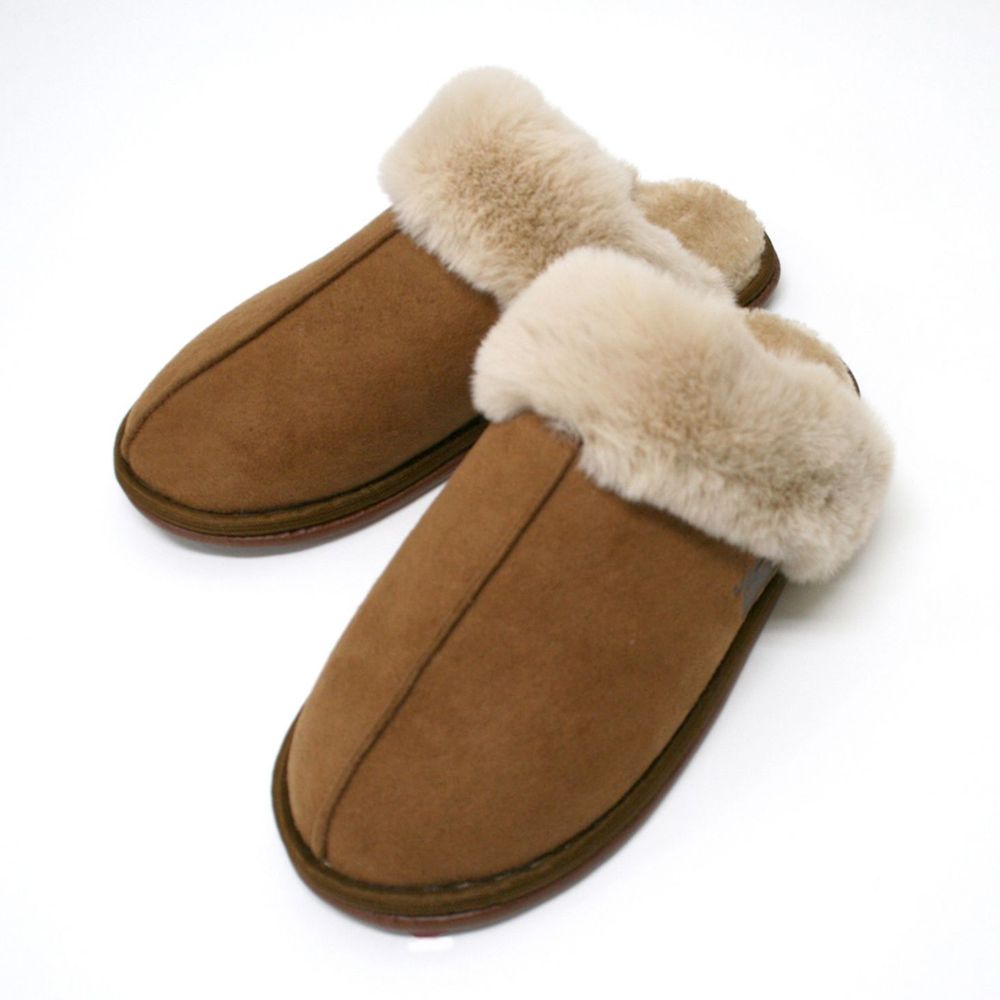 日本千趣會 - moz 北歐風全包絨毛保暖室內拖鞋-咖啡