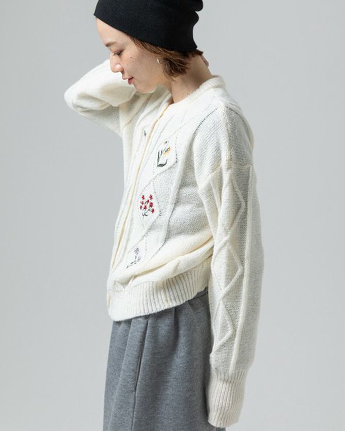 日本 gleam - 文藝風小花刺繡立體針織開襟衫-黑