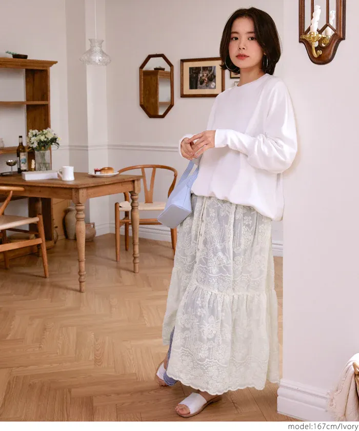 日本 COCA - V領花蕾絲透膚排扣罩衫/洋裝-米杏