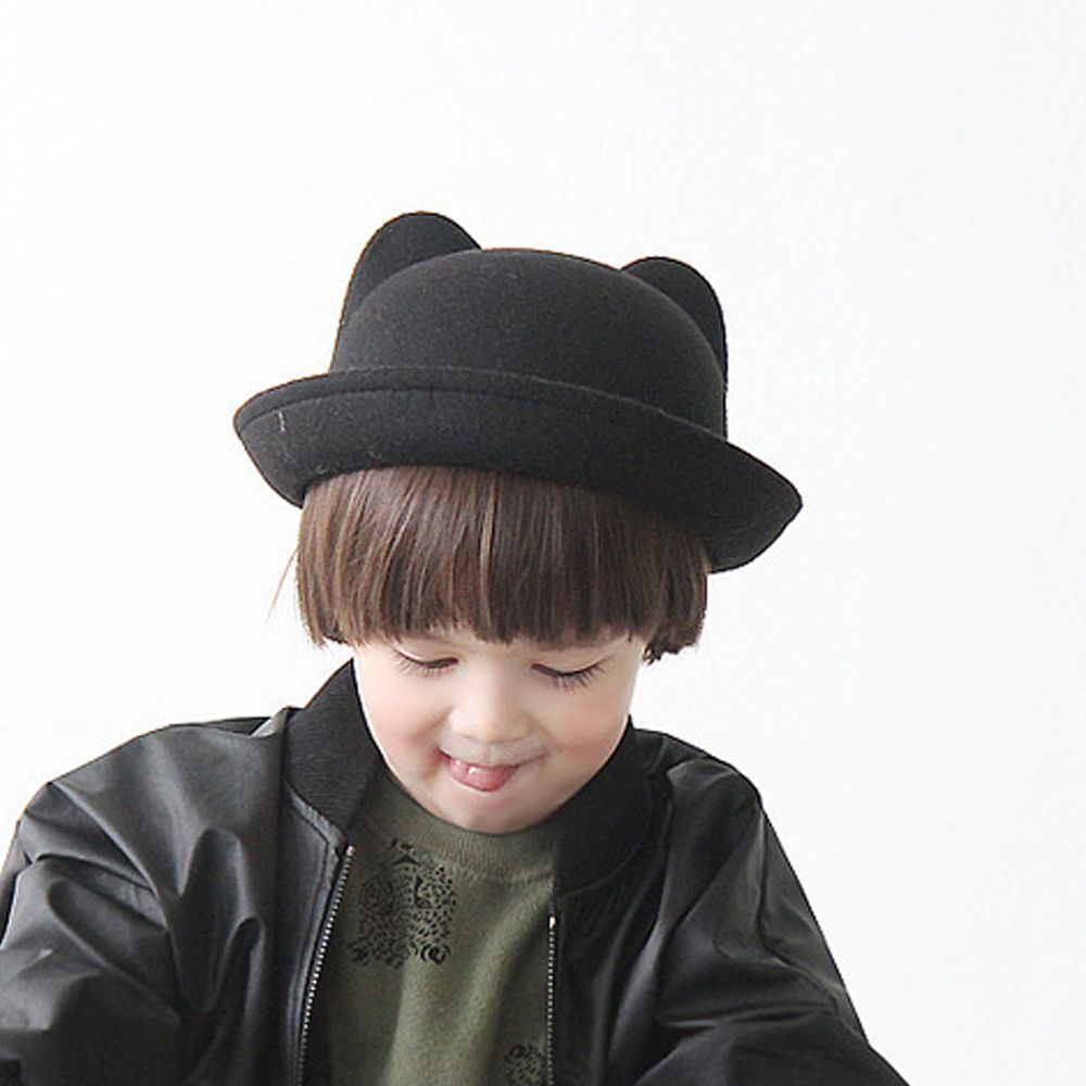 韓國 Babyblee - 挺版耳朵造型帽-黑 (FREE)