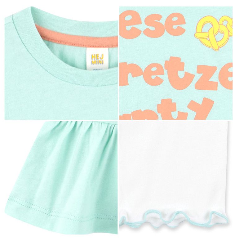 韓國 HEJMINI - 荷葉裙擺Cheess套裝-蜜桃橘