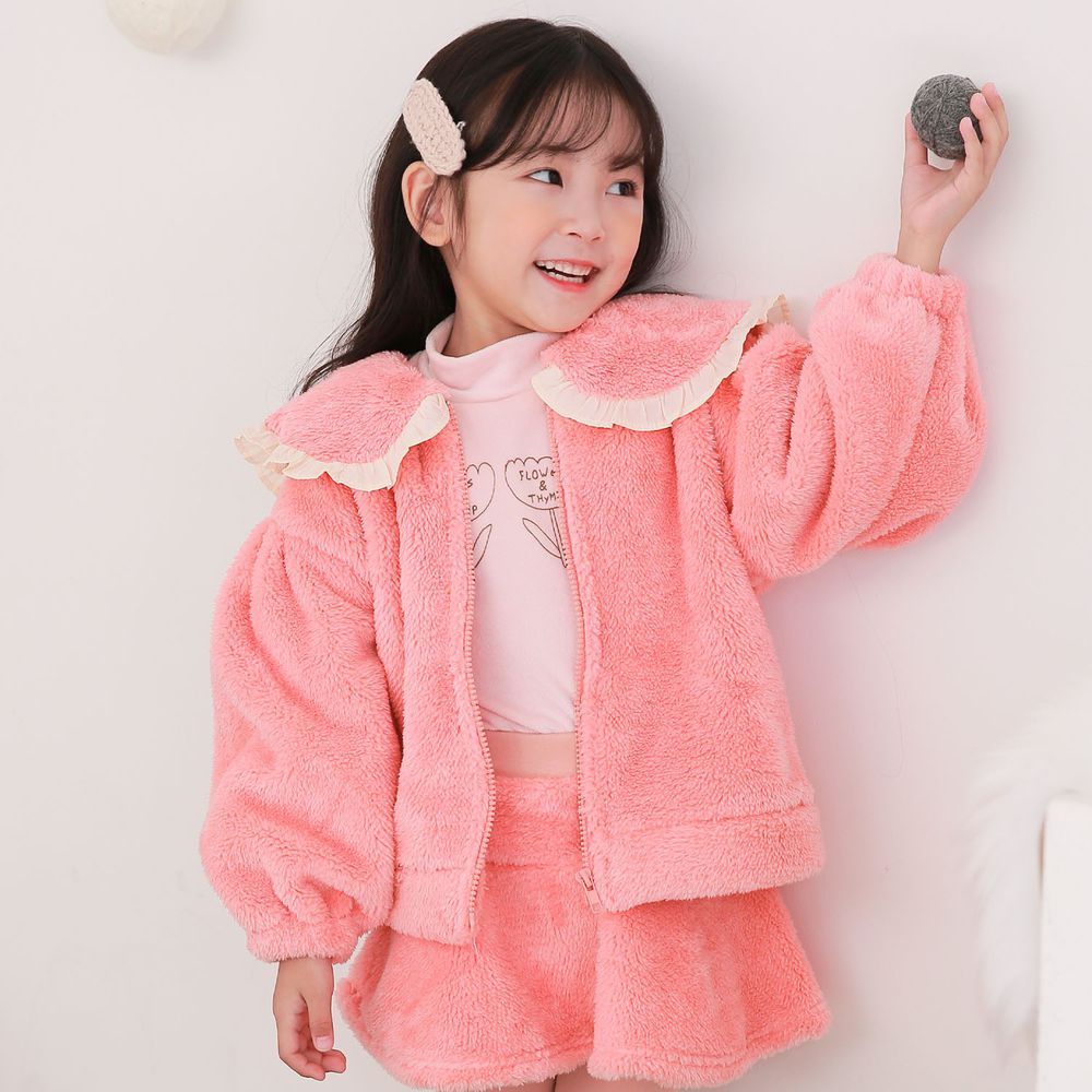 韓國 Dalla - Fleece泡泡袖外套-粉紅