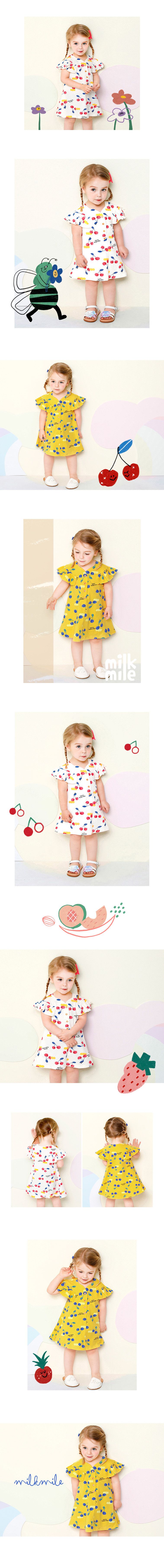 韓國 milk mile - 荷葉袖櫻桃洋裝-象牙白