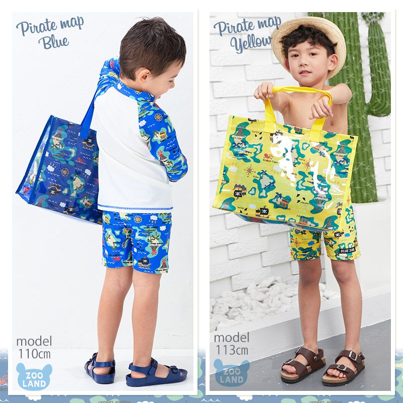 日本 ZOOLAND - 防水PVC手提袋/游泳包-E悠遊企鵝-水藍 (25x34x11cm)