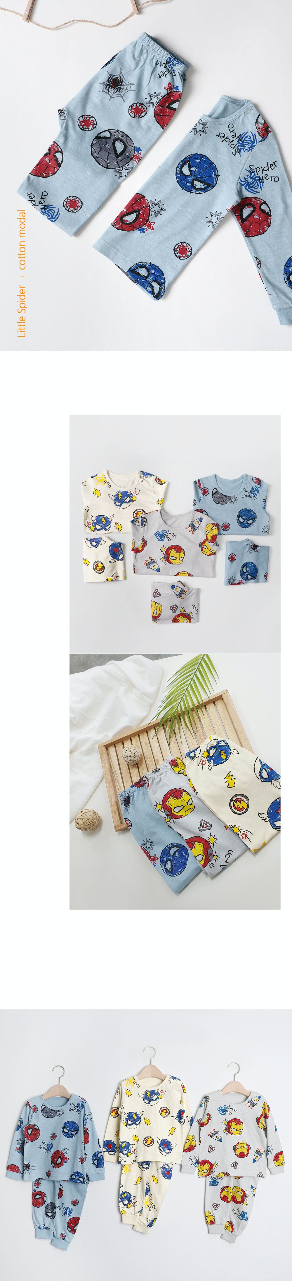 韓國 Mellisse - 韓製莫代爾透氣長袖家居服-卡通人物蜘蛛人