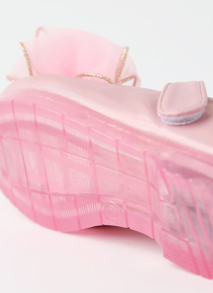 韓國 OZKIZ - (LED)蝴蝶結緞帶炫彩皮鞋-粉