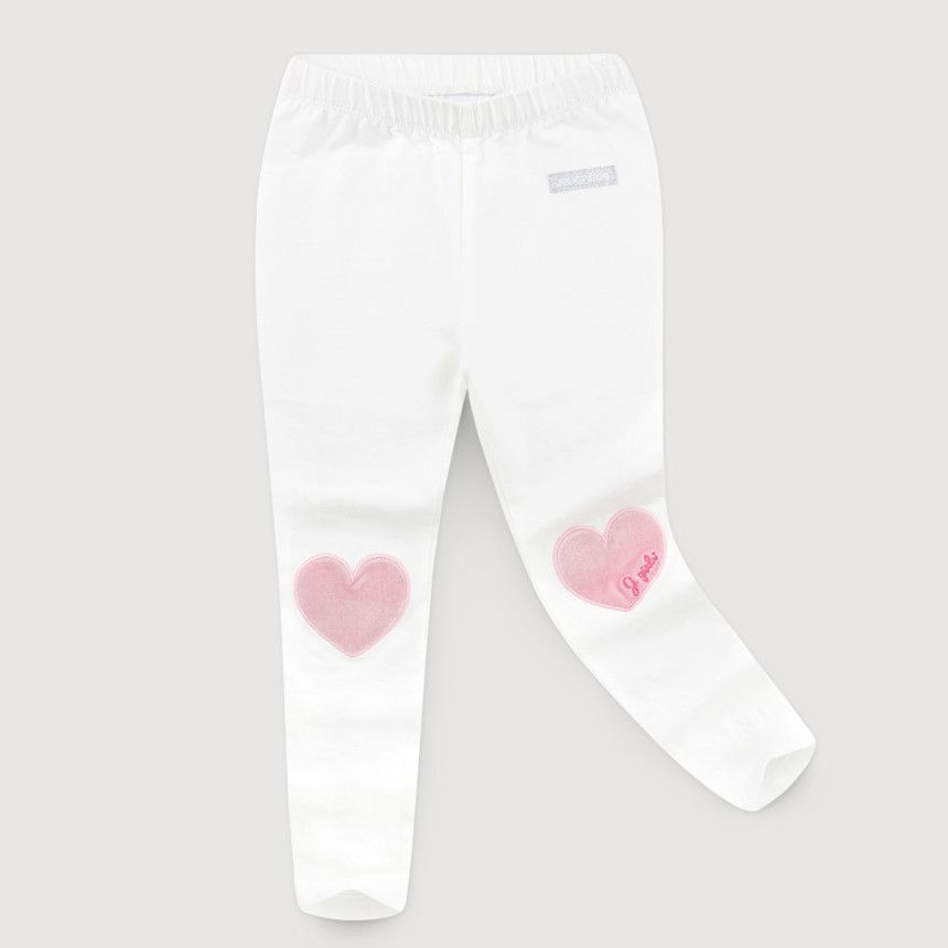 韓國 Jelispoon - 愛心補丁內搭褲-白