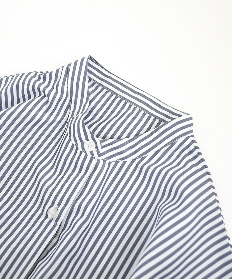 日本 zootie - 文藝感泡泡袖排釦魚尾洋裝-直條紋