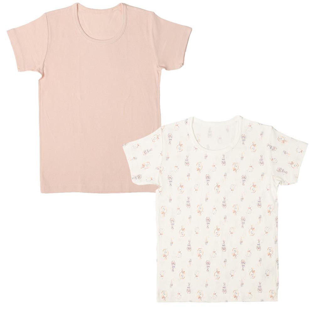 akachan honpo - 短袖圓領上衣2件組-速乾 化妝品-粉紅色
