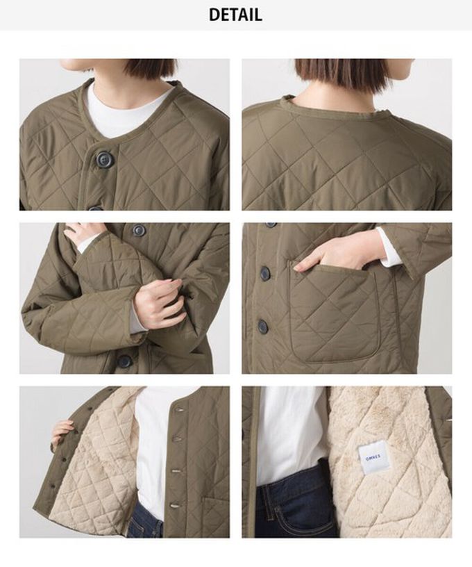 日本 OMNES - 超柔厚刷毛高密度衍縫圓領外套-杏