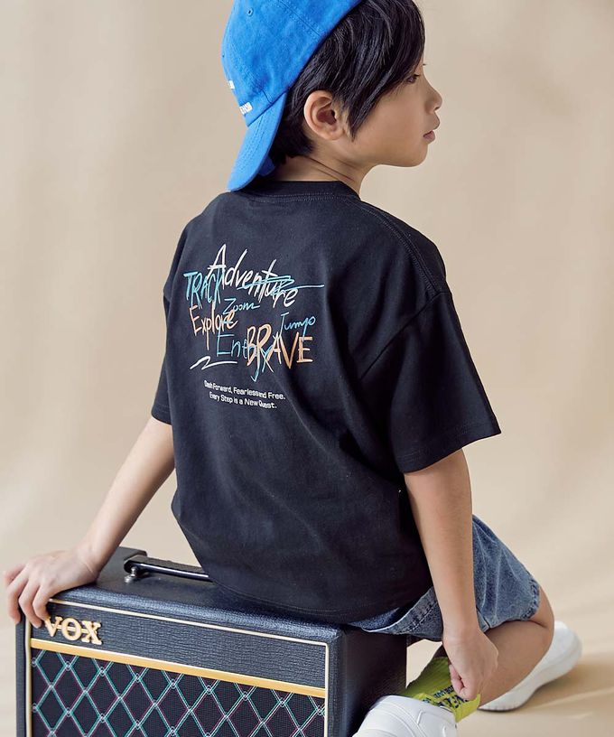 日本 devirock - 100%棉 帥氣印花短袖上衣-地球老虎-黑