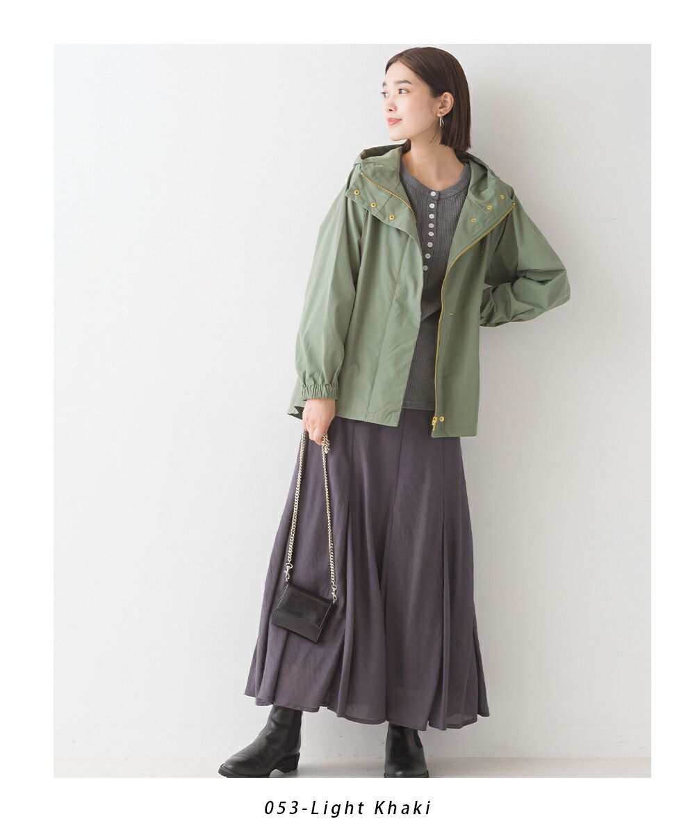 日本 OMNES - [撥水加工] 輕量連帽風衣外套-摩卡棕