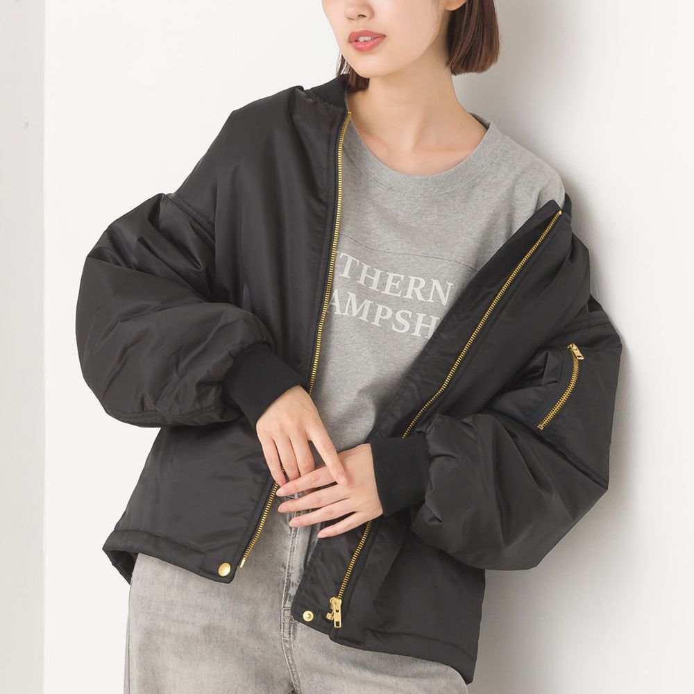 輕盈經典光澤感MA-1飛行外套-黑