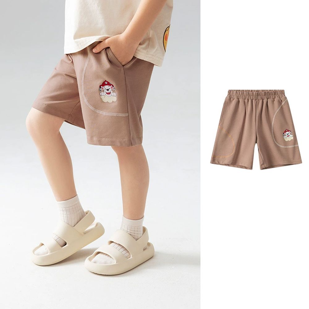 卡通汪汪隊彈性舒適運動短褲-棕色