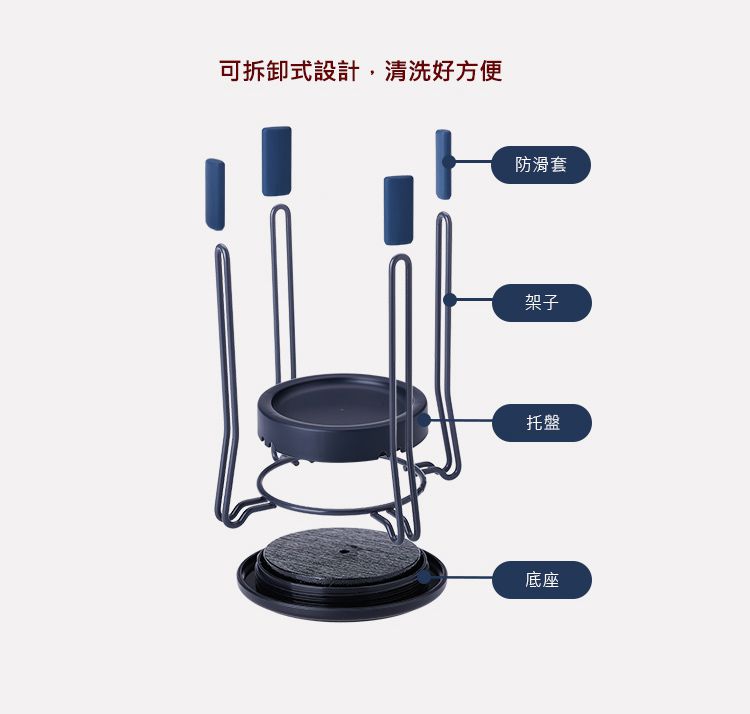 日本 RISU - 止滑防倒瀝水杯架-海軍藍