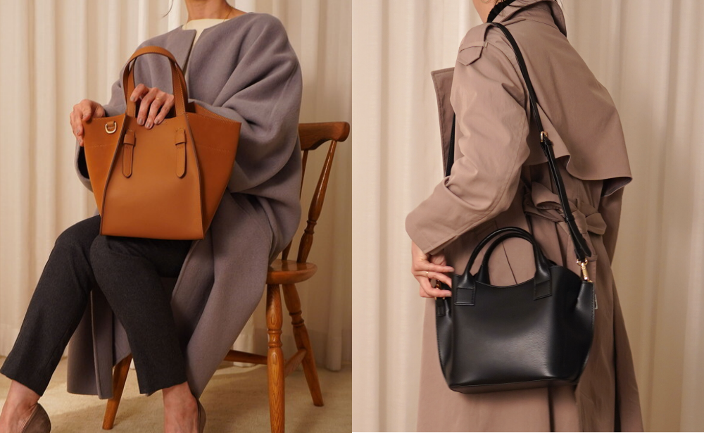 日本 COOCO - 仿皮蝙蝠托特包-氣質杏 (W20*H24*D18.5cm)