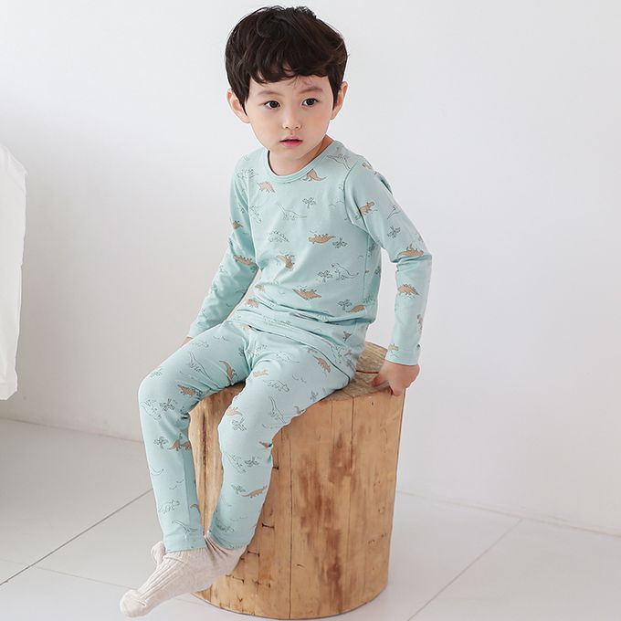 正韓 Cogibu - 極舒適無螢光劑幼兒/兒童 AERO WARM 有機發熱衣睡衣/家居服套裝組-恐龍