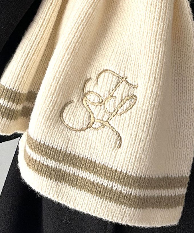 日本 Classical Elf - 學院風logo優雅素色圍巾-黑