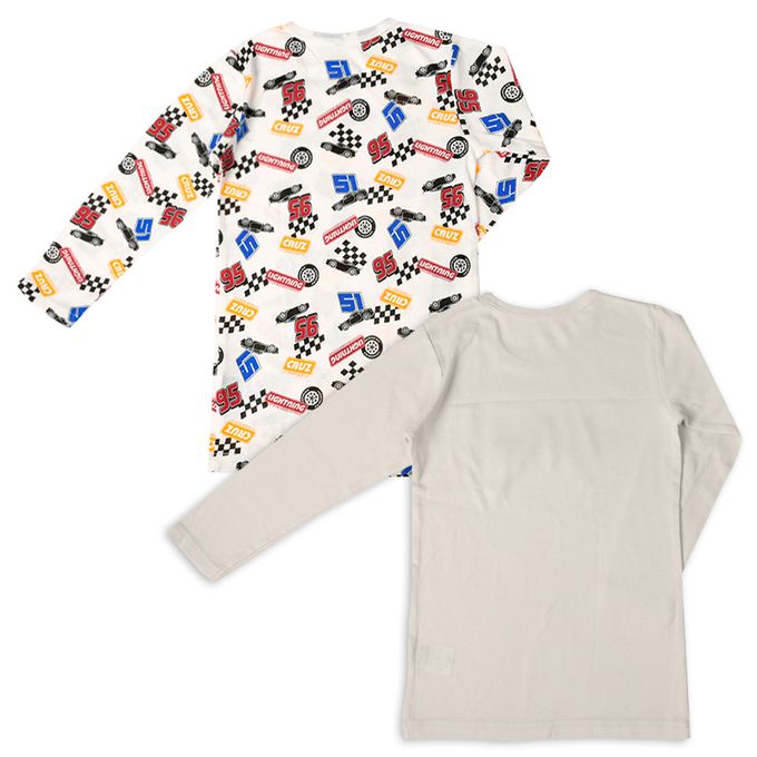 akachan honpo - 圓領長袖T恤2件組-汽車總動員-灰色