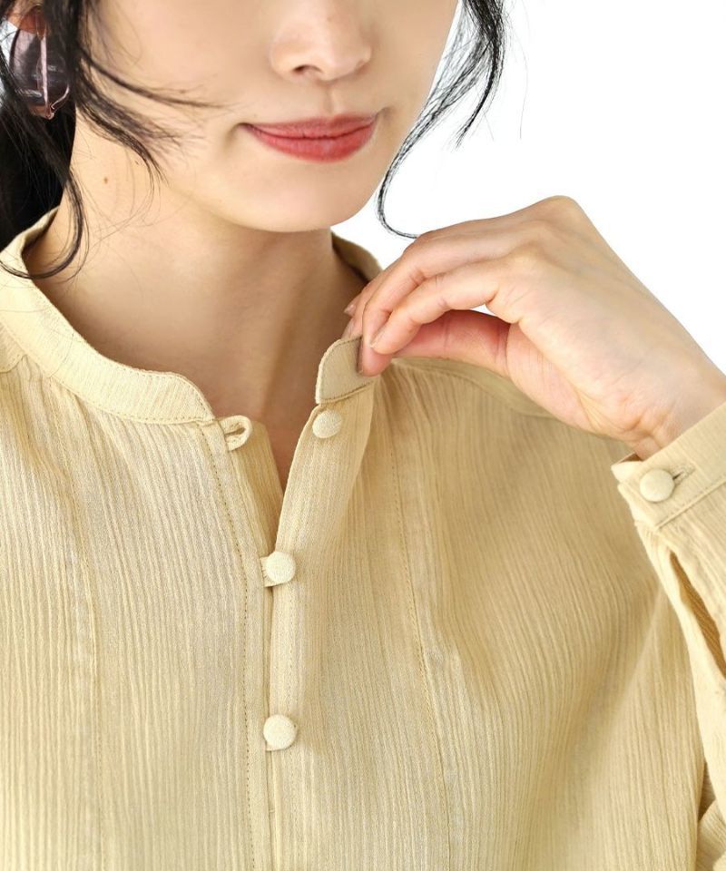 日本 zootie - 圓領楊柳皺縮長袖上衣-石墨黑