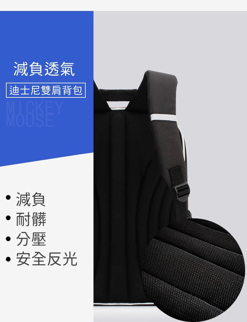 大開口輕量書包-卡通人物米奇-寶藍 (適合120-150cm)