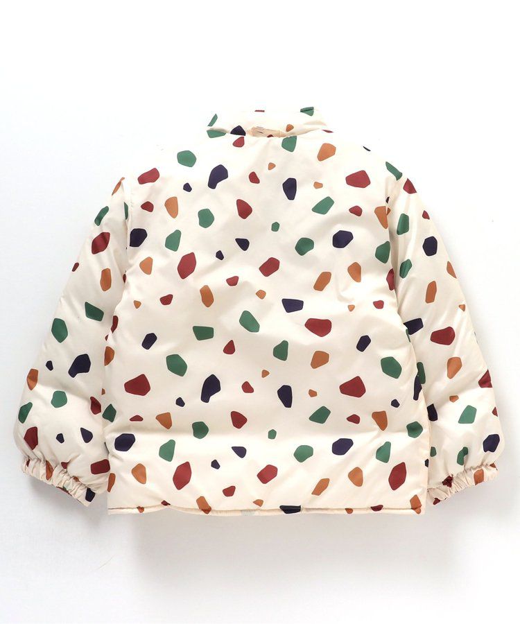 日本 apres les cours - 珍珠光澤正反2WAY鋪棉外套(可機洗)-彩色幾何-橘棕