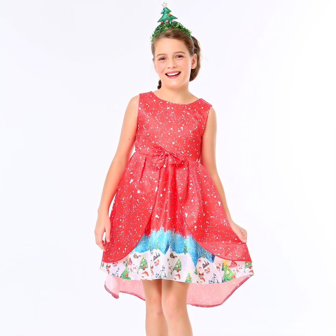 love, charlotte - 聖誕老公公雪人印花洋裝搭配頭飾組