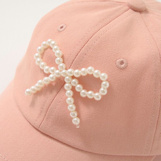 日本 Lycee mine - 甜美珍珠蝴蝶結棒球帽-檸檬黃 (54cm)