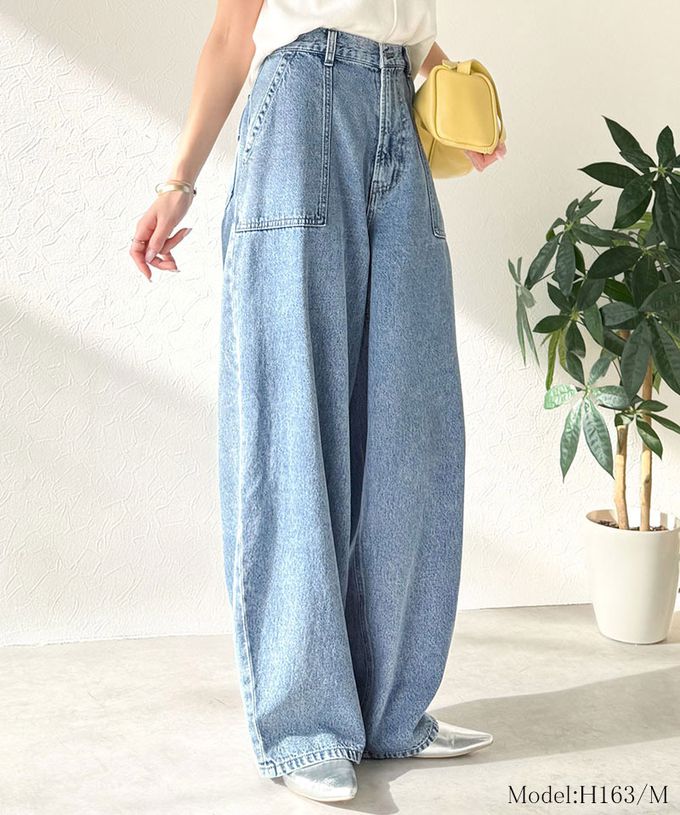 日本 Classical Elf - 圓弧修身廓形大口袋純棉丹寧褲-黑