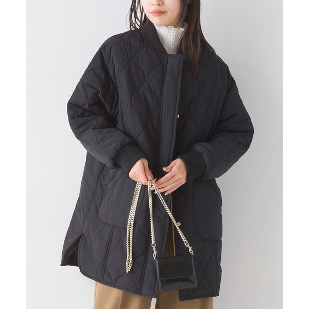 日本 OMNES - 休閒絎縫微長版大衣外套-黑