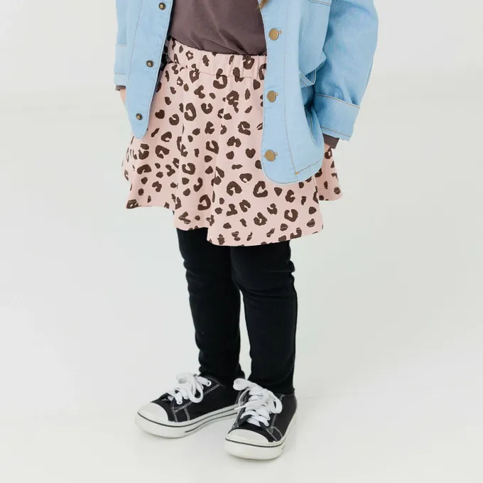 日本 Chil2 - 舒適彈性印花褲裙-小愛心-燕麥