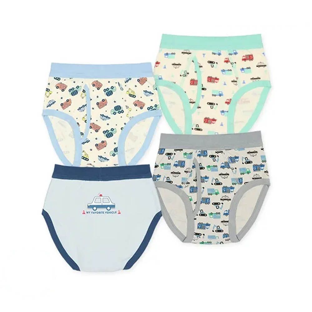 前開式男孩三角內褲(4件組)-車車系列-藍灰綠系