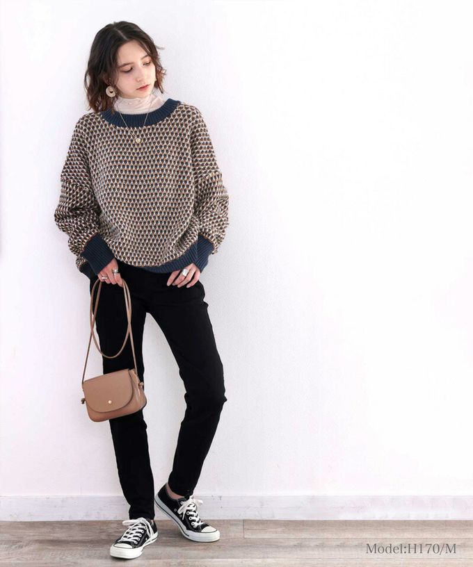 日本 Classical Elf - 復古緹花前後2Way滾邊針織上衣-深藍橘