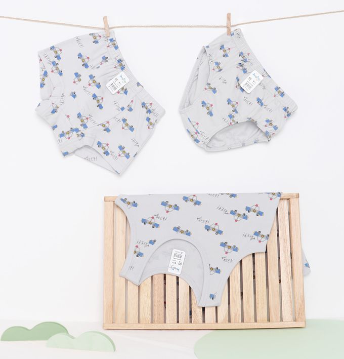 韓國 Mellisse - 韓製棉混紡三角褲(男寶)-帥氣警車-灰