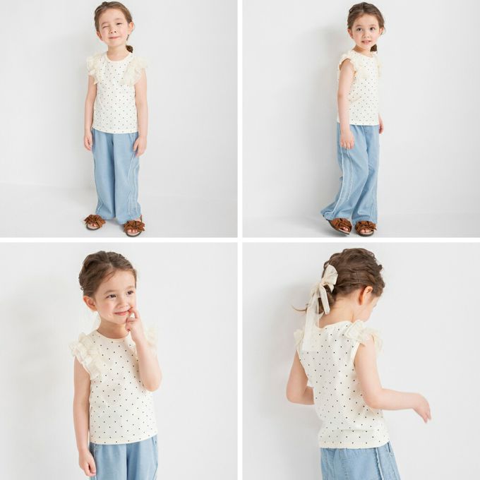 日本 BRANSHES - 夢幻蕾絲荷葉邊背心上衣-薰衣草紫