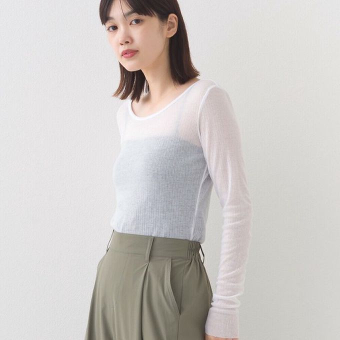 日本 OMNES - 大圓領優美透膚合身薄上衣-紅