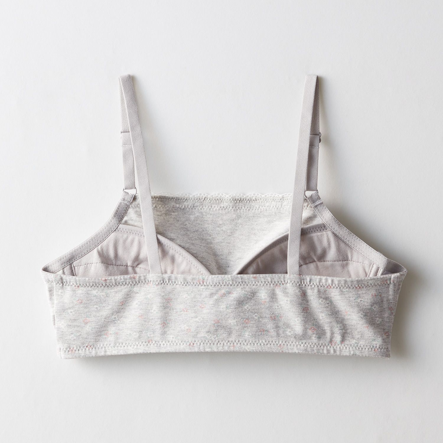 日本 Hummingchouchou - 輕柔包覆 少女成長型內衣(無背扣/肩帶可調)-條紋-粉紅