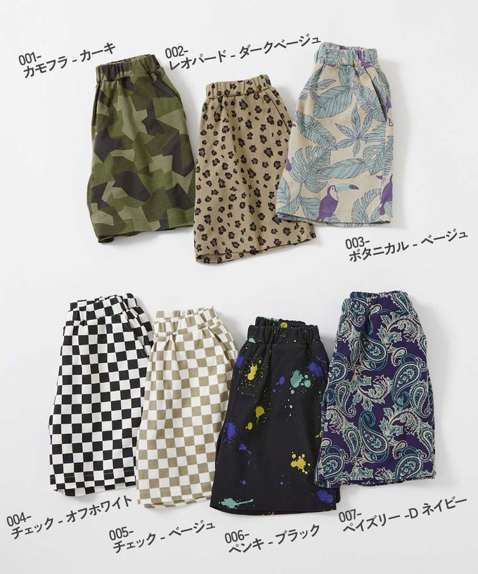 日本 devirock - 夏日印花純棉寬版短褲-BUZZ-灰藍