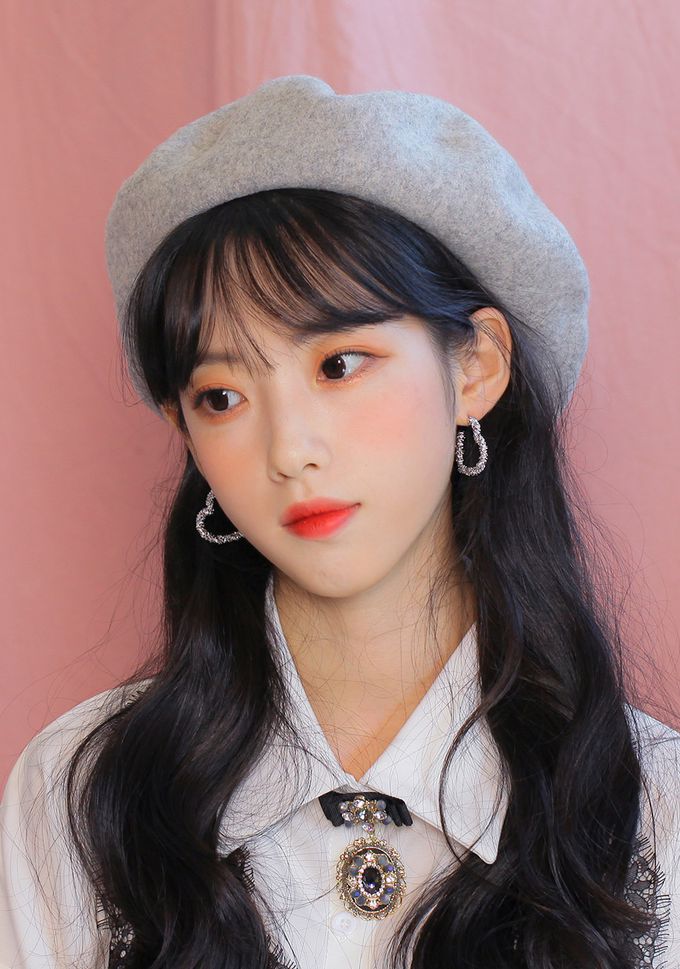 韓國 Soo&Soo - 法式風羊毛貝雷帽-灰 (直徑28cm，高7cm, 頭圍56cm)