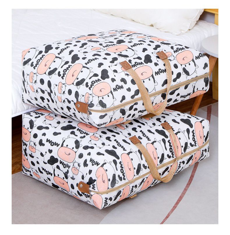 防水棉被收納袋-滿版牛牛-白色