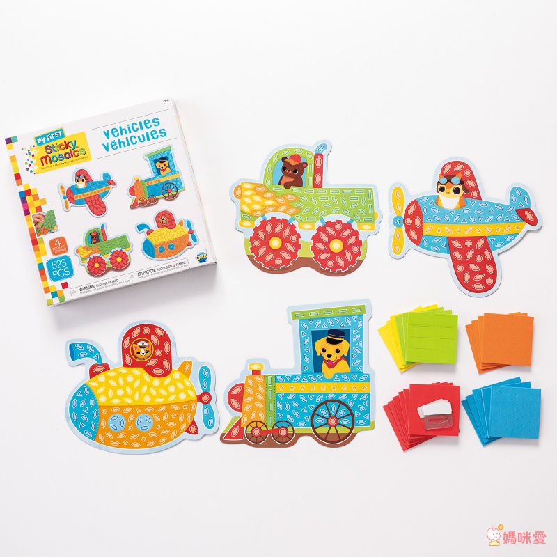 加拿大 Sticky Mosaics - 馬賽克拼貼組-小童-療癒寵物+交通工具+公主世界