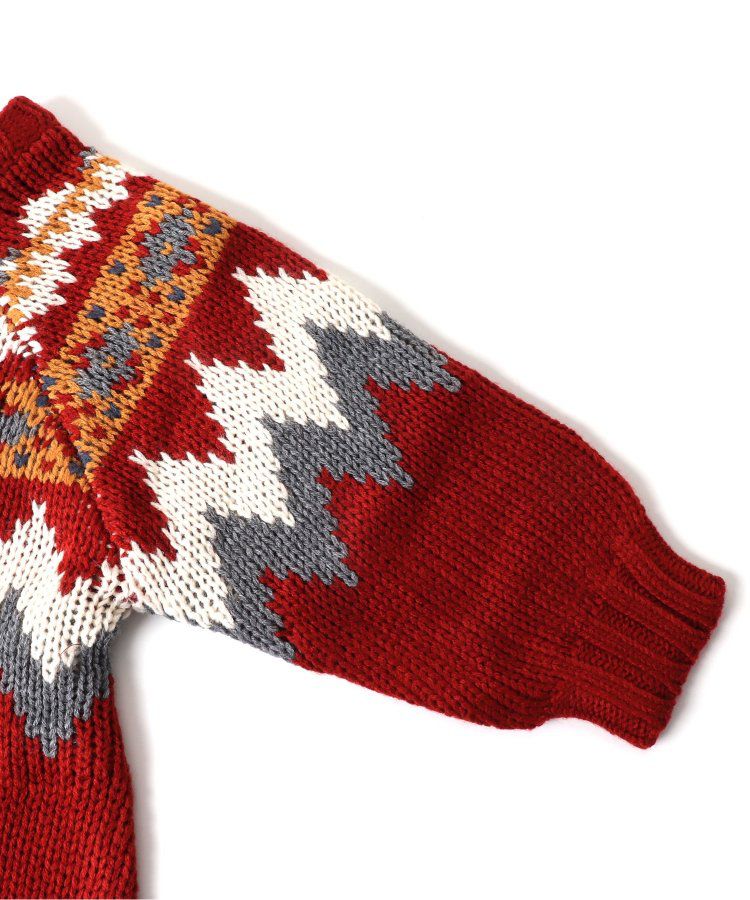 日本 BREEZE - 歐風柔軟針織洋裝-球心柄-聖誕紅