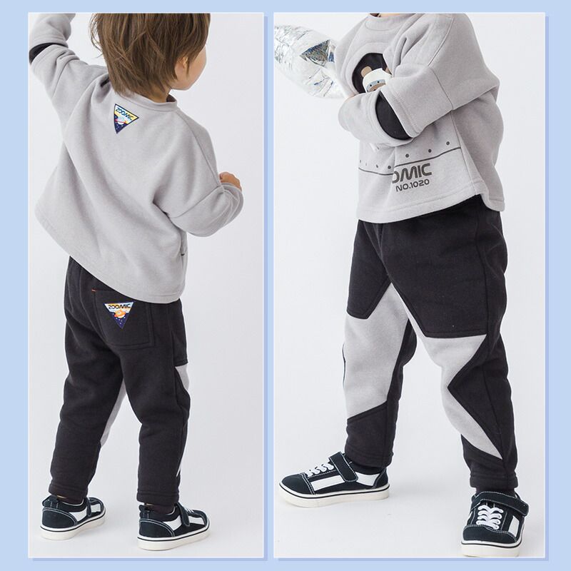 日本 ZOOLAND - 裏起毛印花長褲-閃耀星星-海軍藍